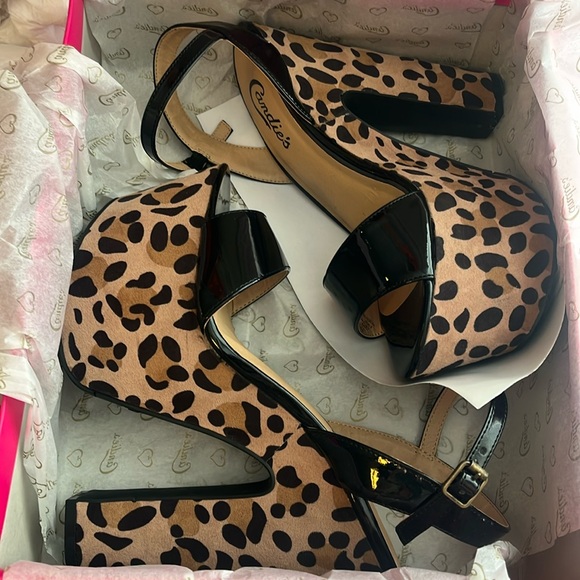 Candie's Shoes - 281 New box candies women's fern black print cheetah open toe sandal heels tan
